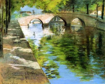 反射 別名運河のシーン 印象派 ウィリアム・メリット チェイス 風景 川 Oil Paintings